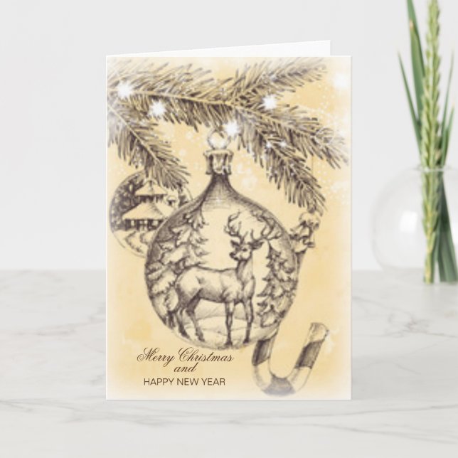 Cartão Feliz Natal Vintage (Frente)