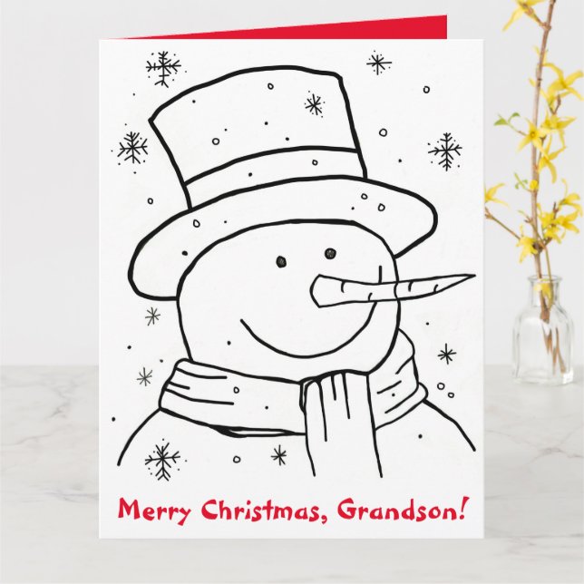 Cartão Feliz Natal Vovô Snowman Coloring Book (Flor Amarela)