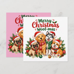 Cartão Feliz Natal Woof-mas Amantes de Cachorros