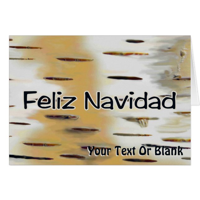 Cartão Feliz Navidad - Birchbark (Frente Horizontal)