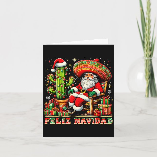 Cartão Feliz Navidad Mexican Christmas Santa Sombrero Cac (Frente)