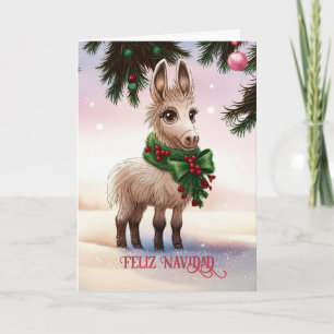 Cartão Feliz Navidad Natal Feriado Cute Burro