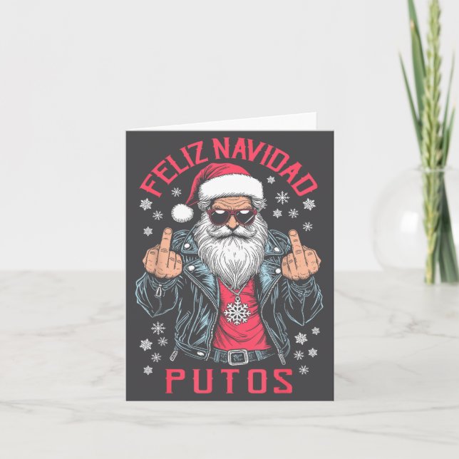 Cartão Feliz Navidad Putos Funny Rude Spanish Santa Middl (Frente)