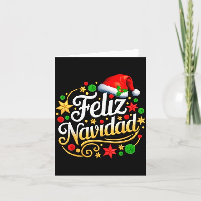 Cartão Feliz Navidad Spanish Mexican Christmas Xmas Holid (Frente)