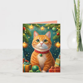 Cartão Feliz navidad te desea mi gato naranja