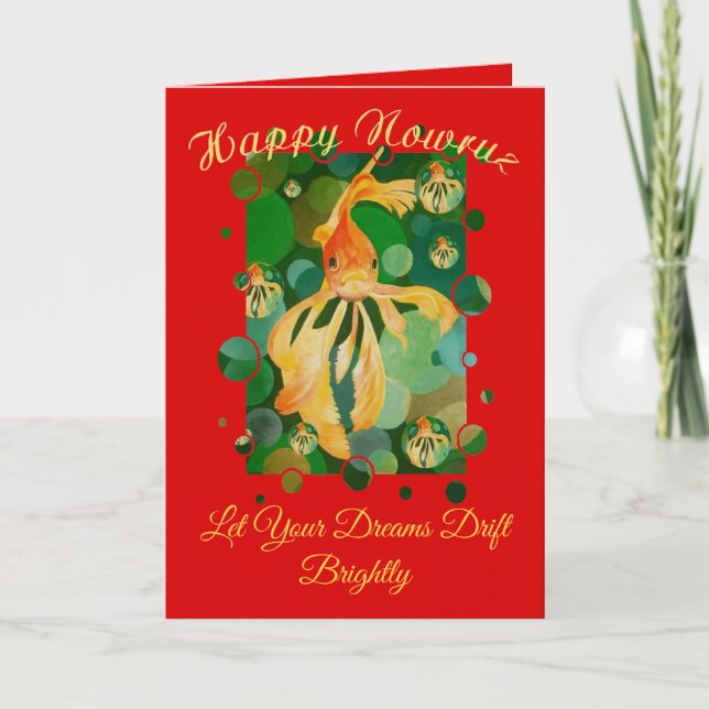 Cartão Feliz Nowruz Feliz Ano Novo Peixinho Dourado (Frente)