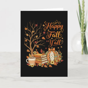 Cartão Feliz Outono para Todos Floral Abóbora Café de Out