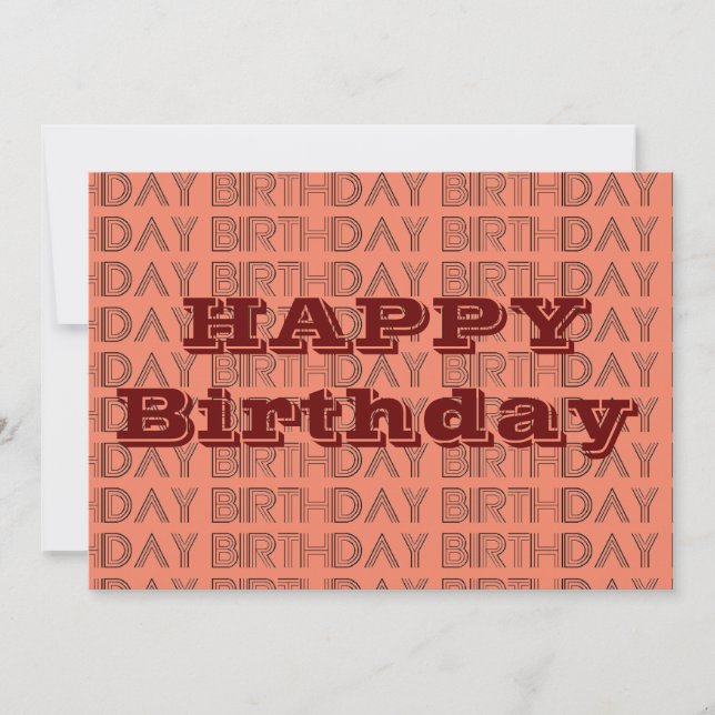 Cartão Feliz Padrão geométrico BIrthday Coral e Brown (Frente)