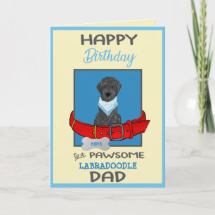 Cartão Feliz Pai de aniversário do seu Labradoodle preto