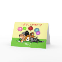 Feliz pai de aniversário, gatos e balões.