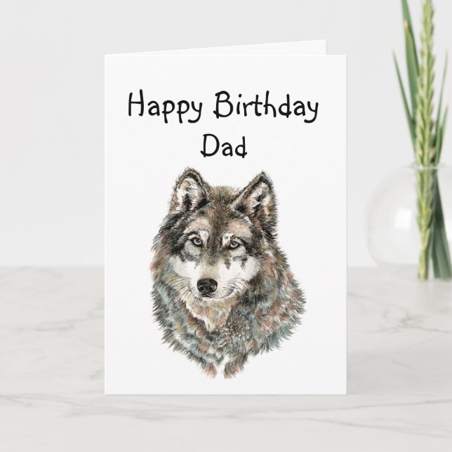 Cartão Feliz Pai de aniversário, Padre Humor Wolf, Lobos (Frente)