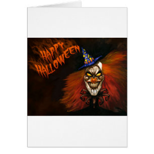 Cartão Feliz Palhaço Assustador do Halloween