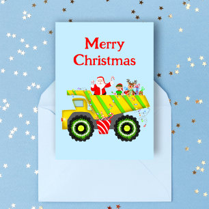 Cartão Feliz Papai noel De Natal Em Dump Elf, Reindeer