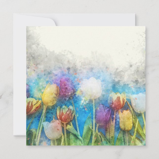 Cartão Feliz Páscoa belas tulipas (Verso)