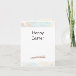 Cartão Feliz Páscoa Coelho Bunny Watercolor Páscoa