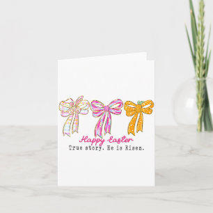 Cartão Feliz Páscoa Coquette Bunny Bow História Verdadeir