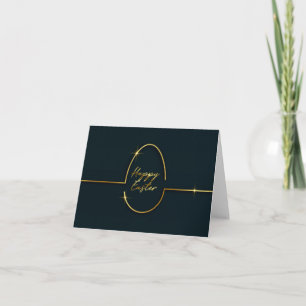 Cartão Feliz Páscoa elegante linha dourada