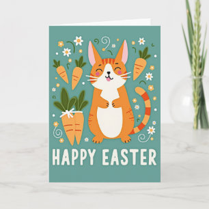 Cartão Feliz Páscoa Felina de Primavera