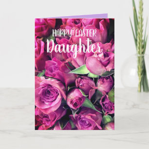Cartão Feliz Páscoa Filha Rosas Rosa
