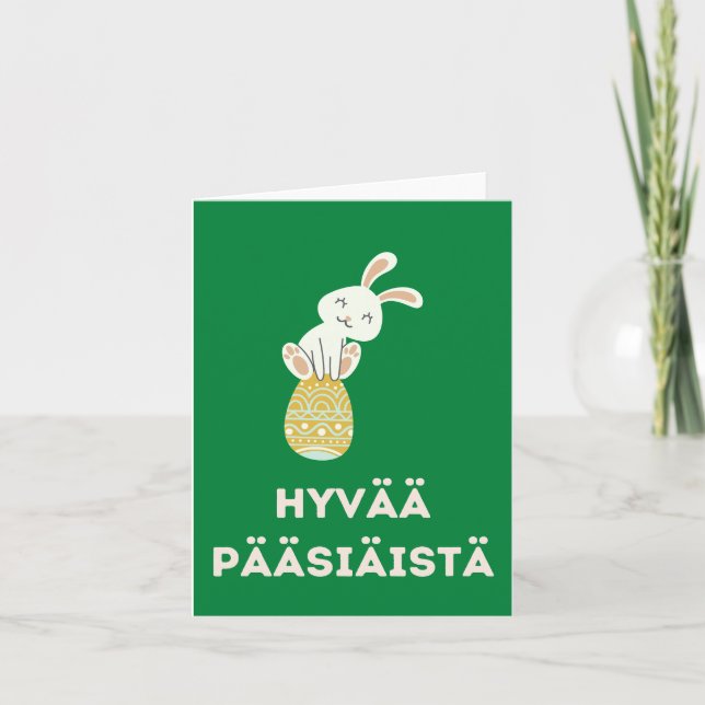 Cartão Feliz Páscoa, Finlandês Feliz Páscoa  (Frente)