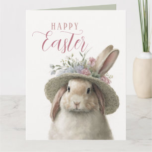 Cartão Feliz Páscoa Foto Fofo Coelhozinho Floral Coelhinh
