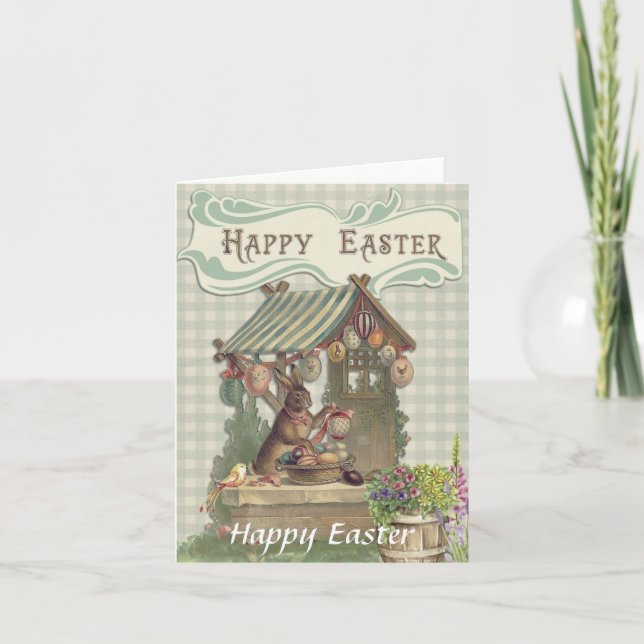 Cartão Feliz Páscoa imagem antiga da Carta de Páscoa (Frente)