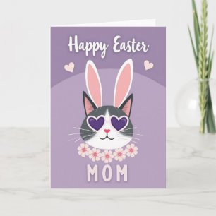 Cartão Feliz Páscoa Mamãe Carta de Arte de Gato