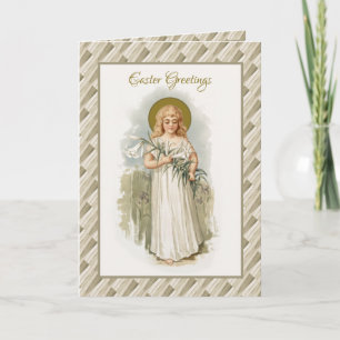 Cartão Feliz Páscoa Virgem Maria Pascha Vintage Religioso