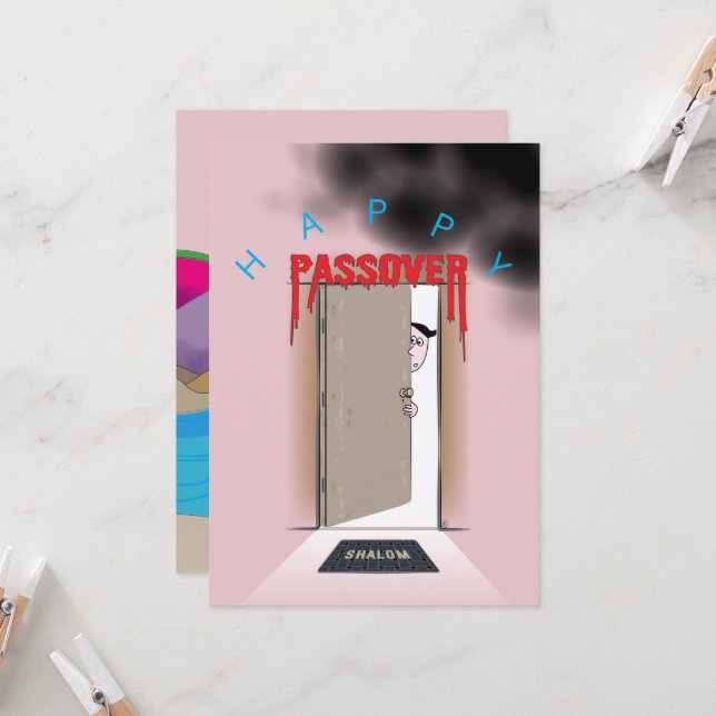 Cartão Feliz Passover Êxodo Saudação de Cartoon (Frente/Verso In Situ)