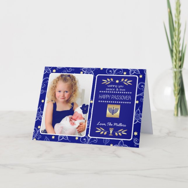 Cartão Feliz Passover. Foto personalizada (Frente)