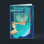 Cartão Feliz Passover. Peace Doves e Menorah<br><div class="desc">Feliz Passover. Peace Doves e Menorah com folhas de ouro embelezando cartões personalizáveis de aprovação. Cartões e presentes disponíveis na Categoria Feriados Judeus da nossa loja.</div>