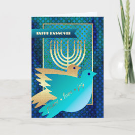 Cartão Feliz Passover. Peace Doves e Menorah