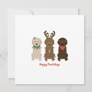Cartão Feliz Pawlidays Luzes de Natal Goldendoodle