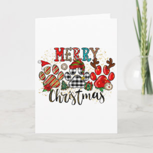 Cartão Feliz Pawlidays Patas de Cachorro Xadrez Búfalo Le