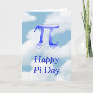 Cartão Feliz Pi Day Pi no céu com nuvens azuis