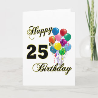 Cartão Feliz presente de aniversário de 25 com balões