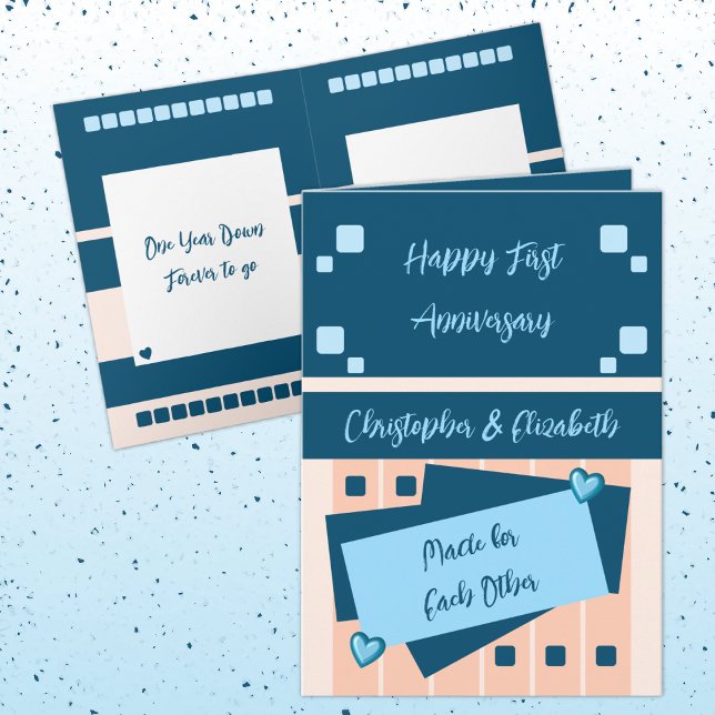 Cartão Feliz Primeiro Aniversário adiciona nomes de pêsse (Criador carregado)