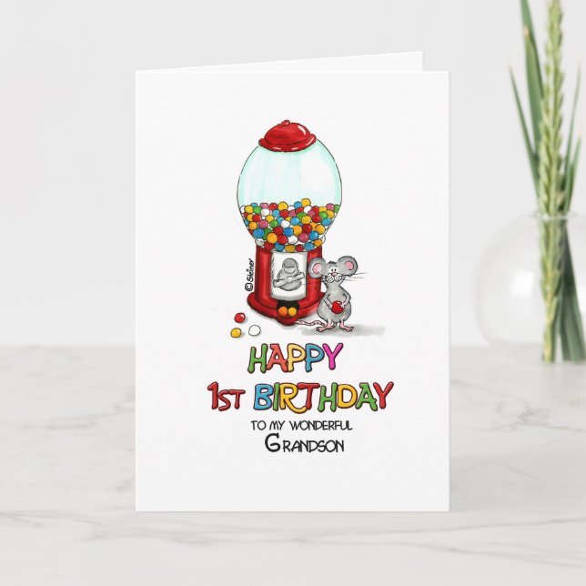 Cartão Feliz primeiro aniversario ao meu maravilhoso neto (Frente)