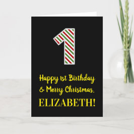 Cartão Feliz primeiro aniversario e Feliz Natal, Nome Per