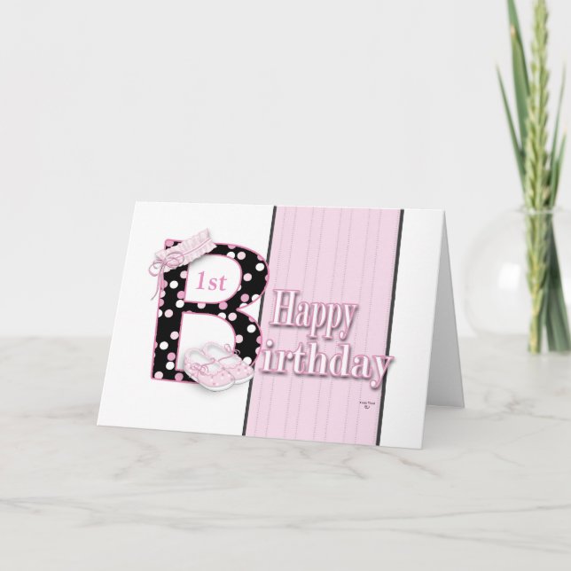 Cartão Feliz primeiro aniversario Princesa (Frente)