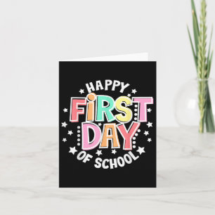 Cartão Feliz Primeiro Dia Da Escola Retrô Groovy De Volta