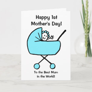 Cartão Feliz Primeiro Dia das Mães Menino
