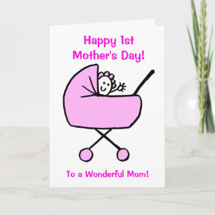 Cartão Feliz Primeiro Dia das Mães para Menina