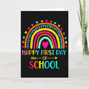 Cartão Feliz Primeiro Dia De Aula Arco-íris De Volta às A