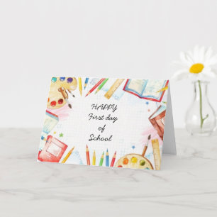 Cartão Feliz primeiro dia de carta escolar