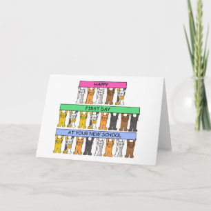 Cartão Feliz Primeiro Dia em Sua Nova Escola