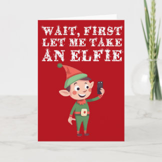Cartão Feliz Pun De Natal Do Elf Deixe-Me Tomar Uma Elfie