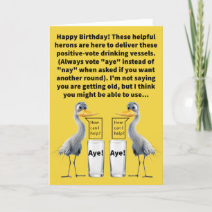 Cartão Feliz Pun Heron Aides e Óculos de Olho Aniversário