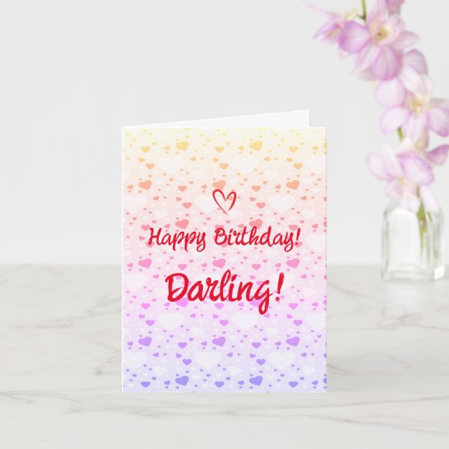 Cartão Feliz Querido de Aniversário, Amor Corações Modern (Orquídea)