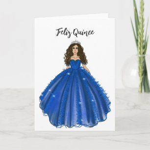 Cartão Feliz Quince - Azul Escuro Quinceañera Aniversário